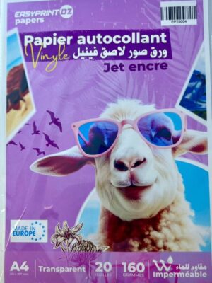 Aucune Papier Autocollant Transparent A4 – Jet d’Encre | 20 Feuilles – Waterproof
